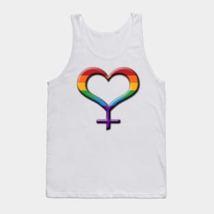 Rainbow Colored Heart-Shaped Lesbian Pride Female Gender Symbol Tank Top